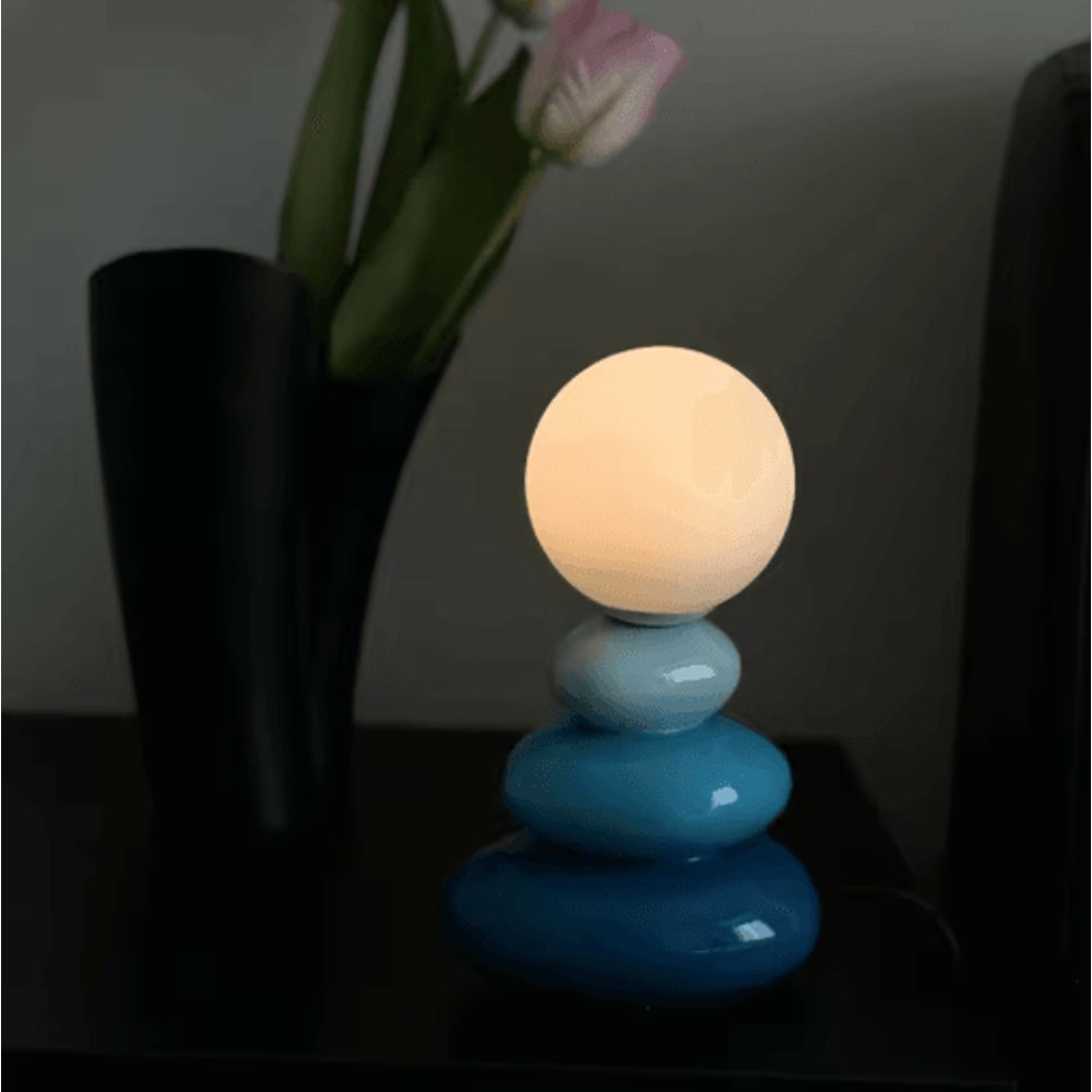 Colorful Stone Table Lamp Nordic LED Neutral Light Bedside Lamp With Stacked Stone Design 8