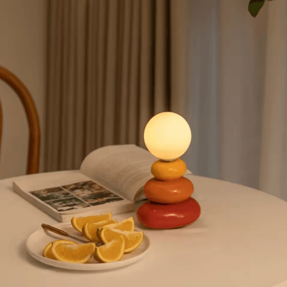 Colorful Stone Table Lamp Nordic LED Neutral Light Bedside Lamp With Stacked Stone Design 0