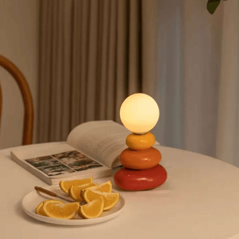 Colorful Stone Table Lamp Nordic LED Neutral Light Bedside Lamp With Stacked Stone Design 0