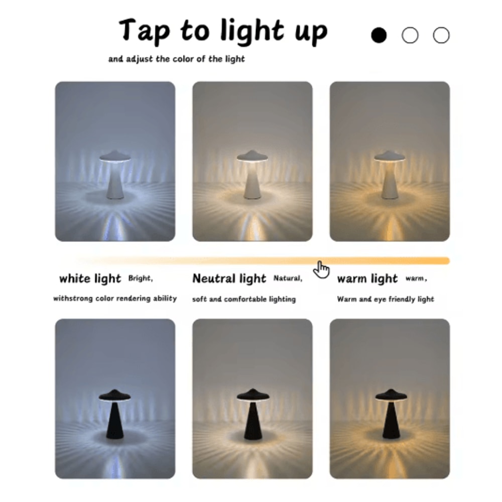 UFO LED Night Light TouchControl Dimmable Desk Lamp With USB Charging 2