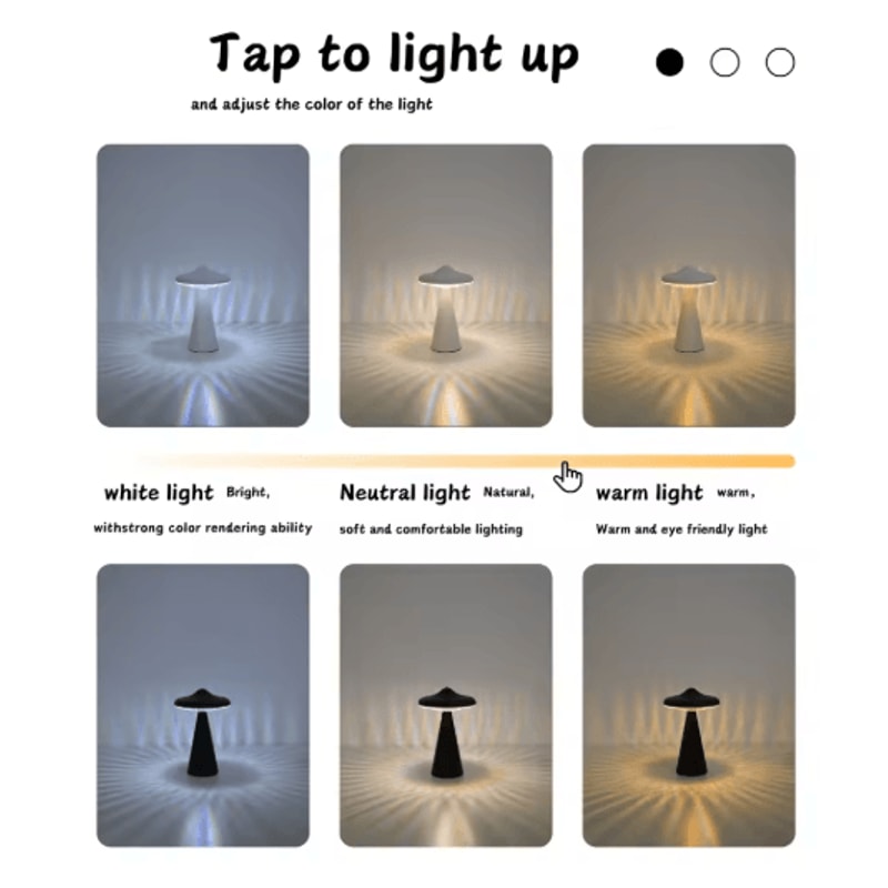 UFO LED Night Light TouchControl Dimmable Desk Lamp With USB Charging 2