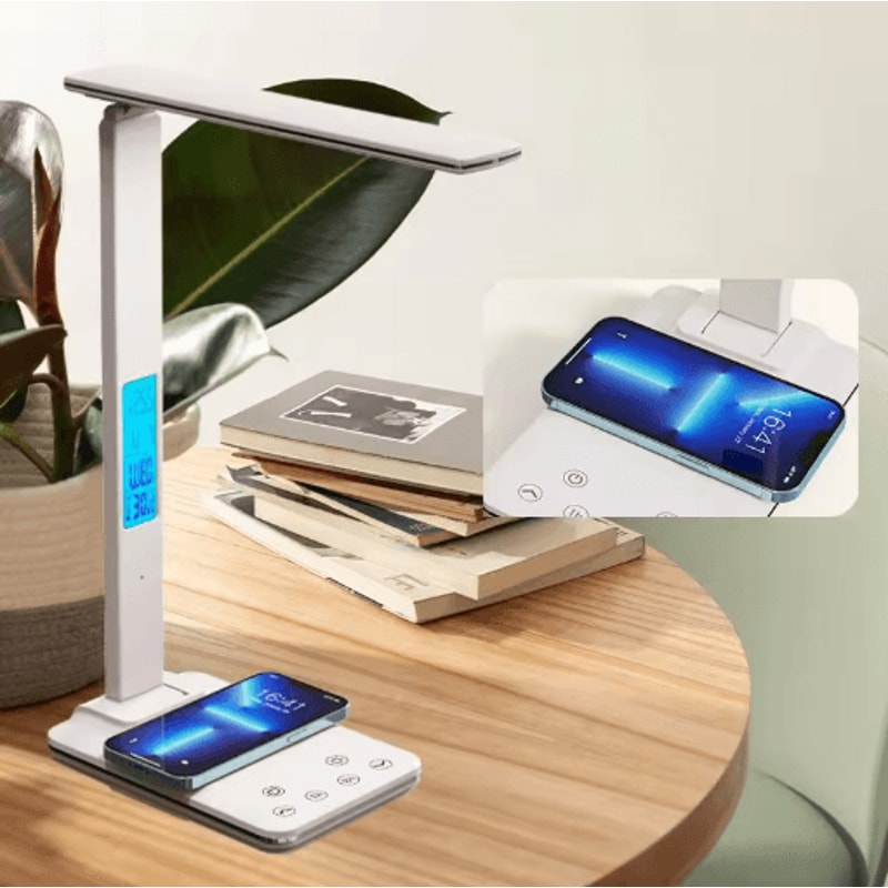 LED Desk Lamp With Wireless Charger Touch Dimmable Eye Caring Night Light With USB Port 5