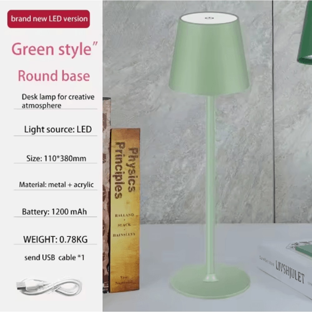 LED Cordless Table Lamp Portable Rechargeable Night Light With 3 Color Stepless Dimming 8