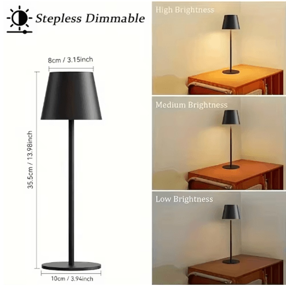 LED Cordless Table Lamp Portable Rechargeable Night Light With 3 Color Stepless Dimming 14