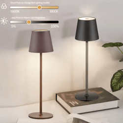led cordless table lamp portable rechargeable night light with 3 color stepless dimming