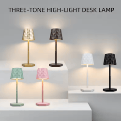 led touch sensor table lamp 3 color rechargeable desktop night light for ambient decor