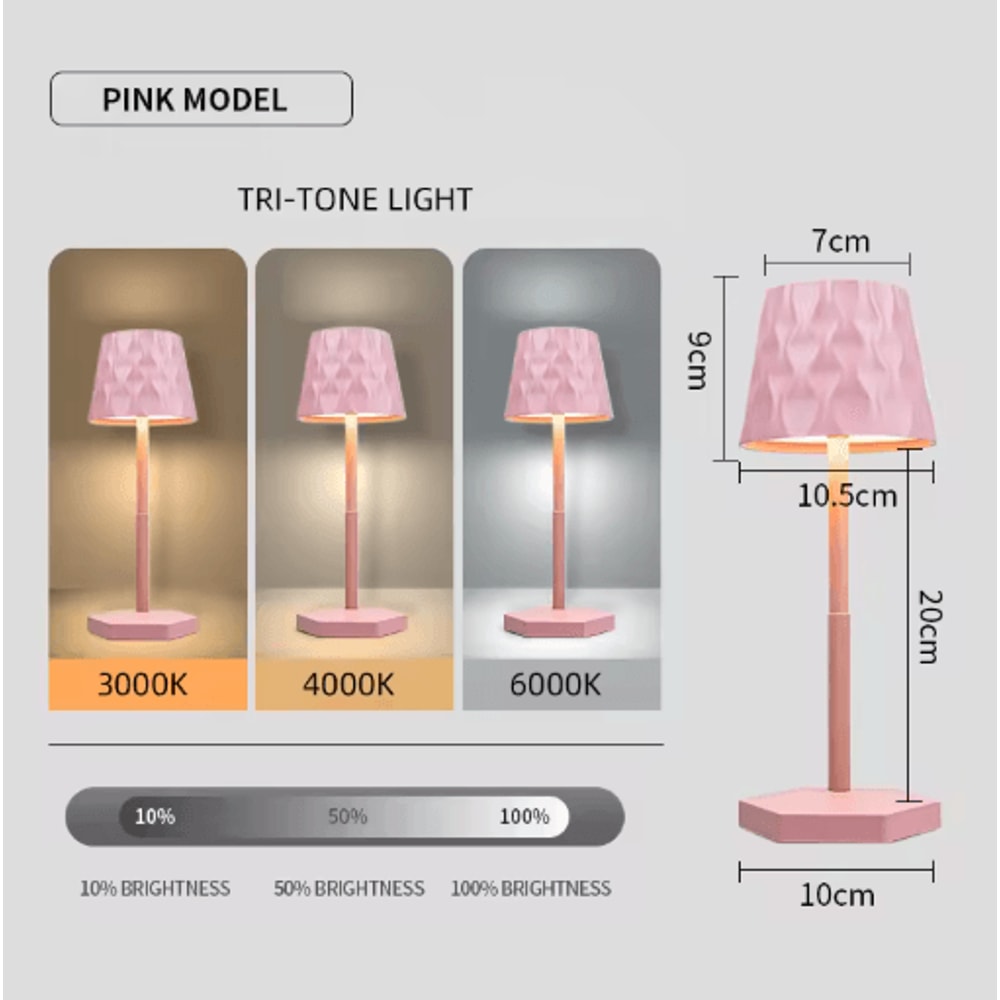 LED Touch Sensor Table Lamp 3 Color Rechargeable Desktop Night Light For Ambient Decor 4