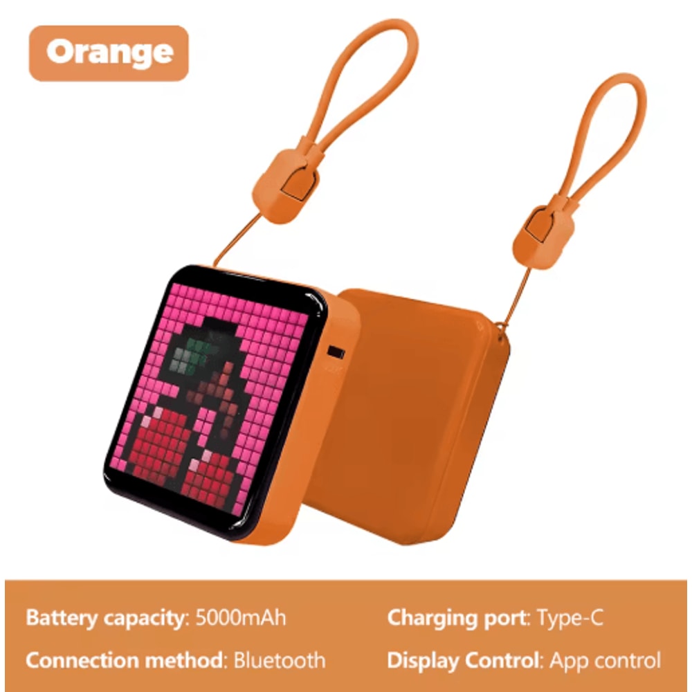 LED Pixel Display Night Light Bluetooth App Control DIY Table Lamp With Alarm Clock 5000mAh 2