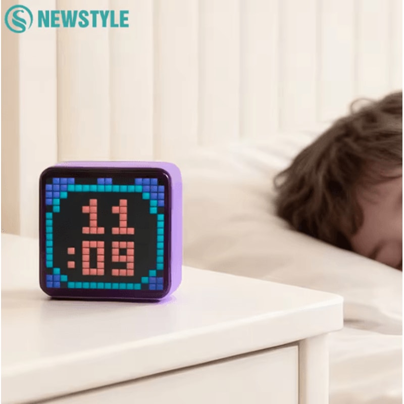 LED Pixel Display Night Light Bluetooth App Control DIY Table Lamp With Alarm Clock 5000mAh 0