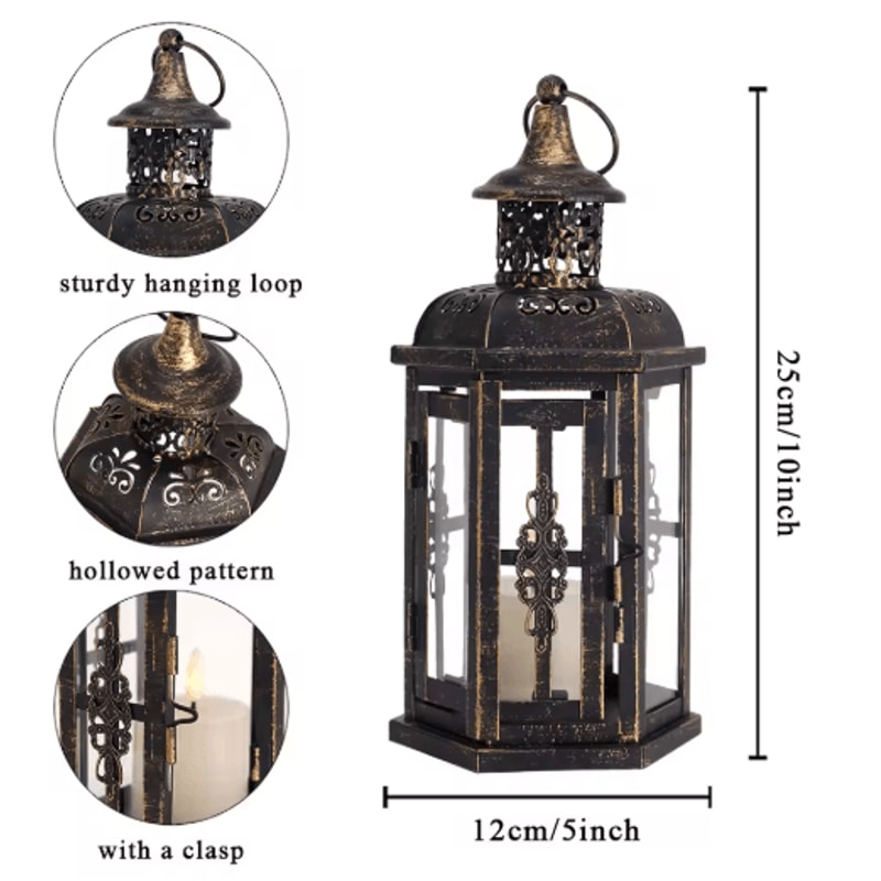 Vintage Nordic Iron Candle Holder Lantern Black Hanging Decorative Lantern For Home And Wedding Dec 5