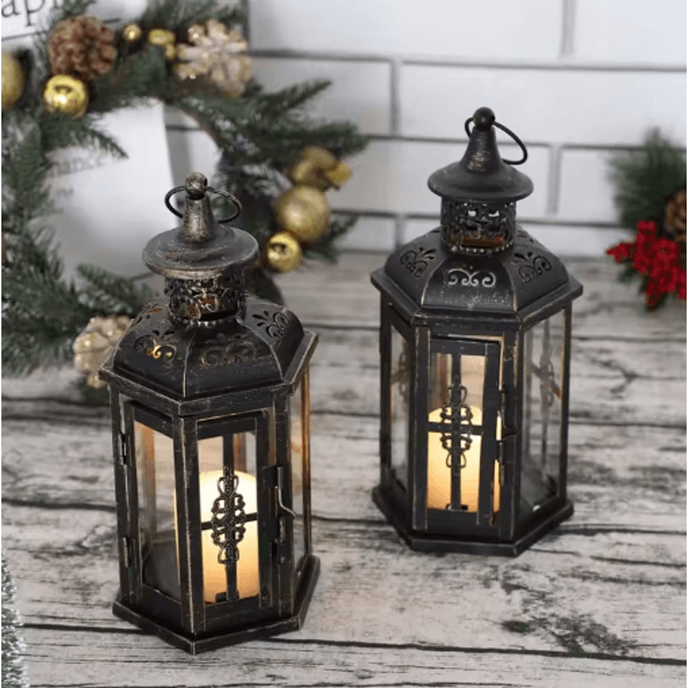 Vintage Nordic Iron Candle Holder Lantern Black Hanging Decorative Lantern For Home And Wedding Dec 7