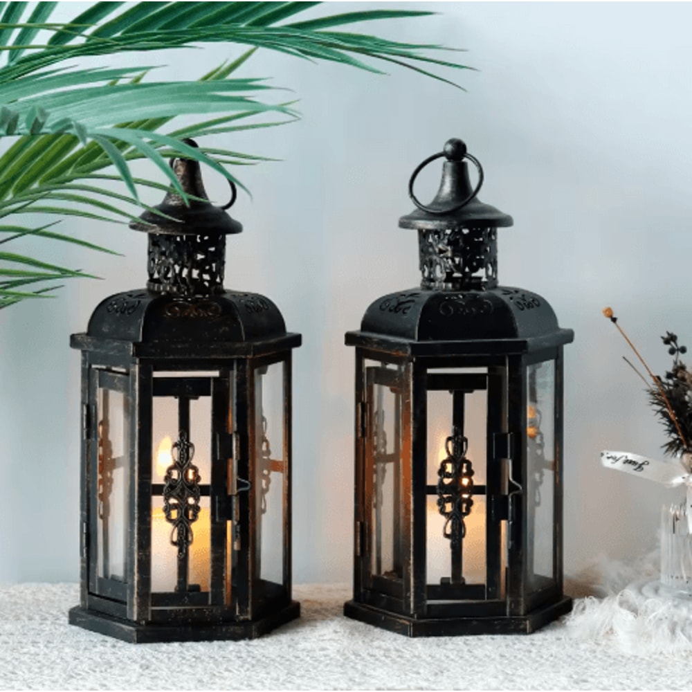 Vintage Nordic Iron Candle Holder Lantern Black Hanging Decorative Lantern For Home And Wedding Dec 8
