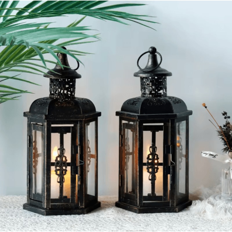 Vintage Nordic Iron Candle Holder Lantern Black Hanging Decorative Lantern For Home And Wedding Dec 8