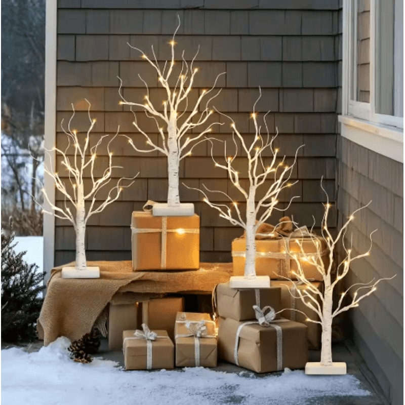 Illuminated Birch Tree 24 LED Tabletop Christmas Tree Centerpiece Light 1