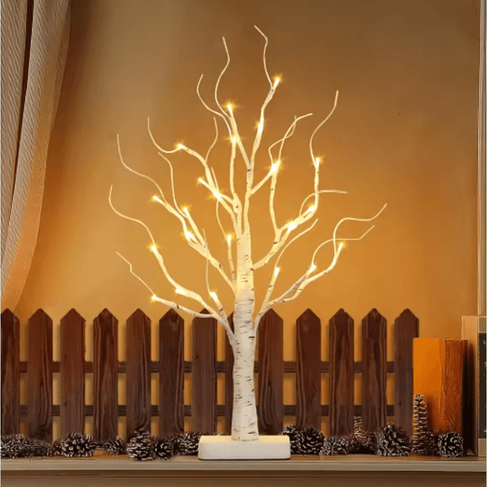 Illuminated Birch Tree 24 LED Tabletop Christmas Tree Centerpiece Light 2