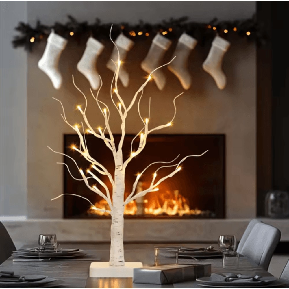 Illuminated Birch Tree 24 LED Tabletop Christmas Tree Centerpiece Light 3