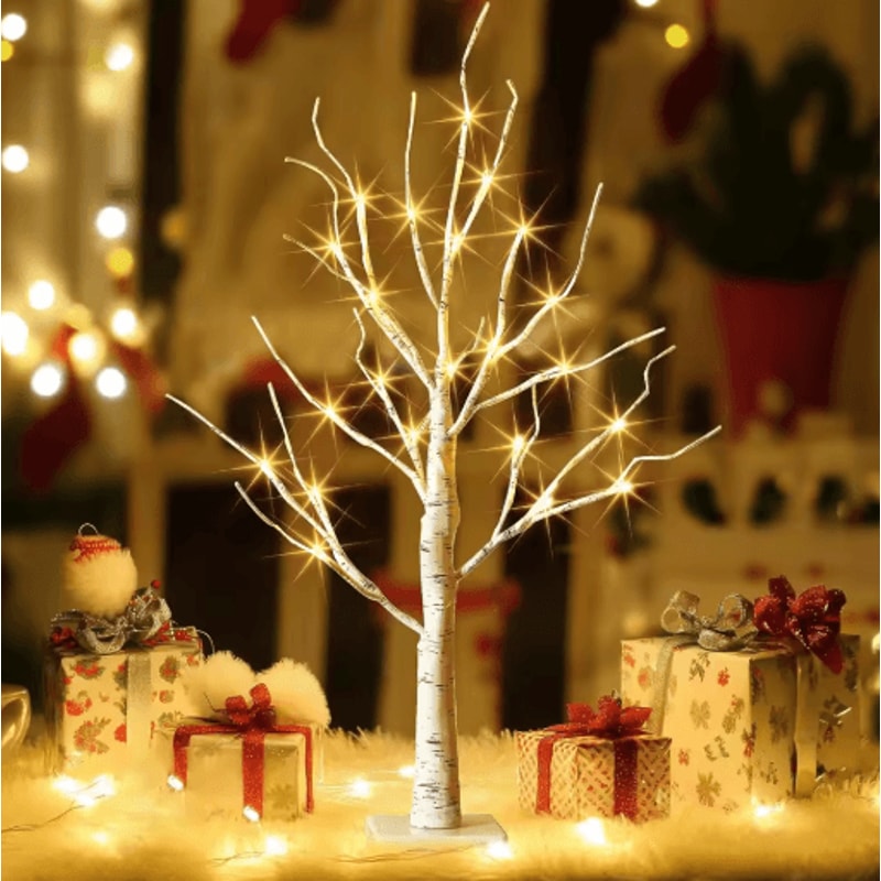 Illuminated Birch Tree 24 LED Tabletop Christmas Tree Centerpiece Light 0