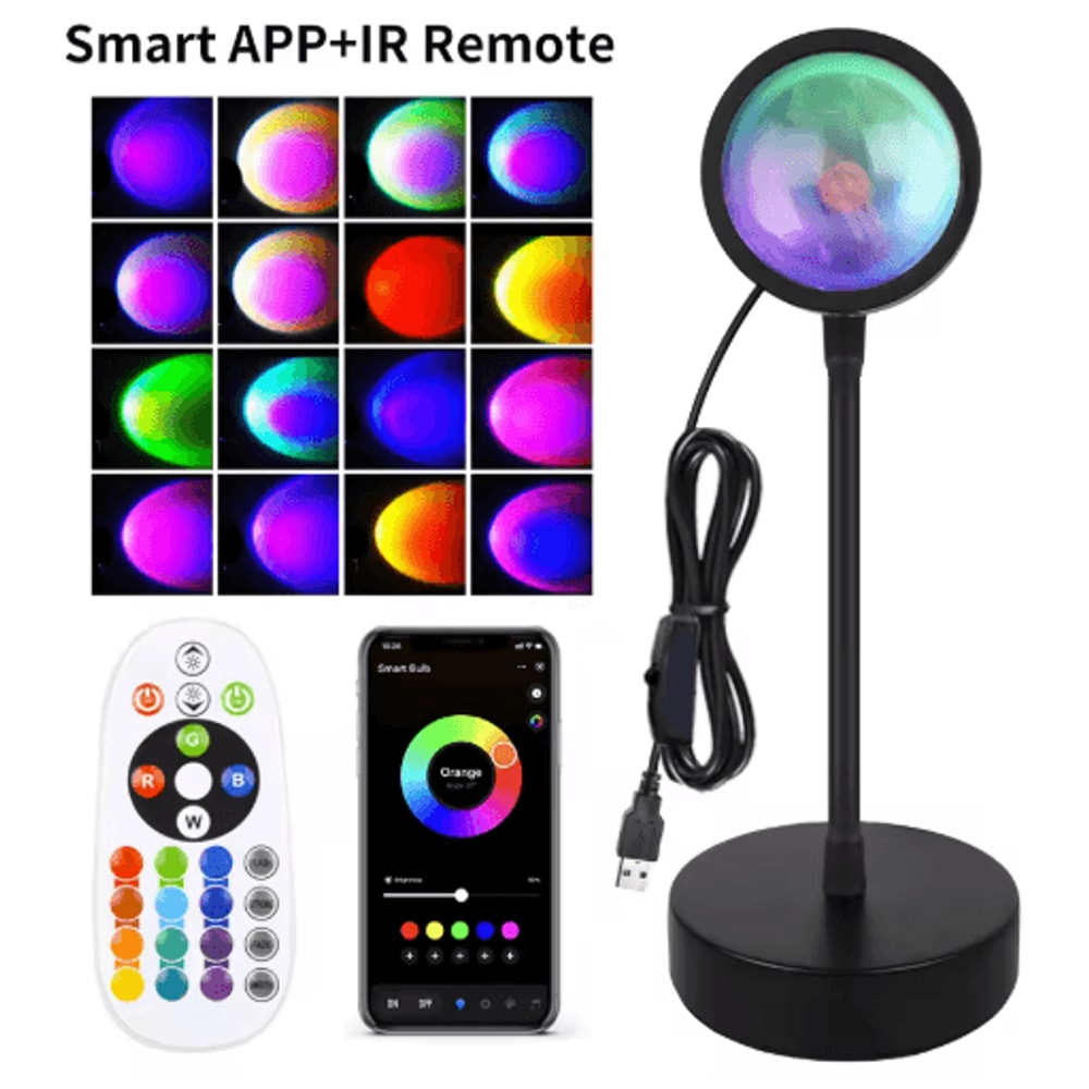 Smart Sunset Lamp Tuya RGB LED Projection Night Light With App And Remote Control 1