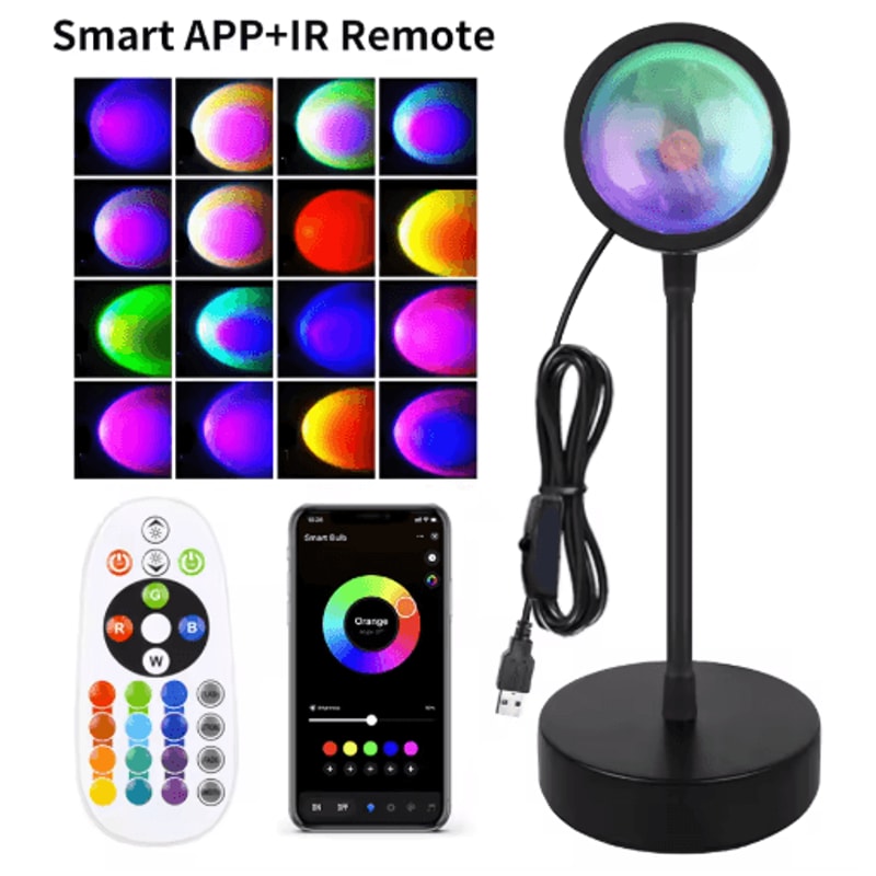 Smart Sunset Lamp Tuya RGB LED Projection Night Light With App And Remote Control 1