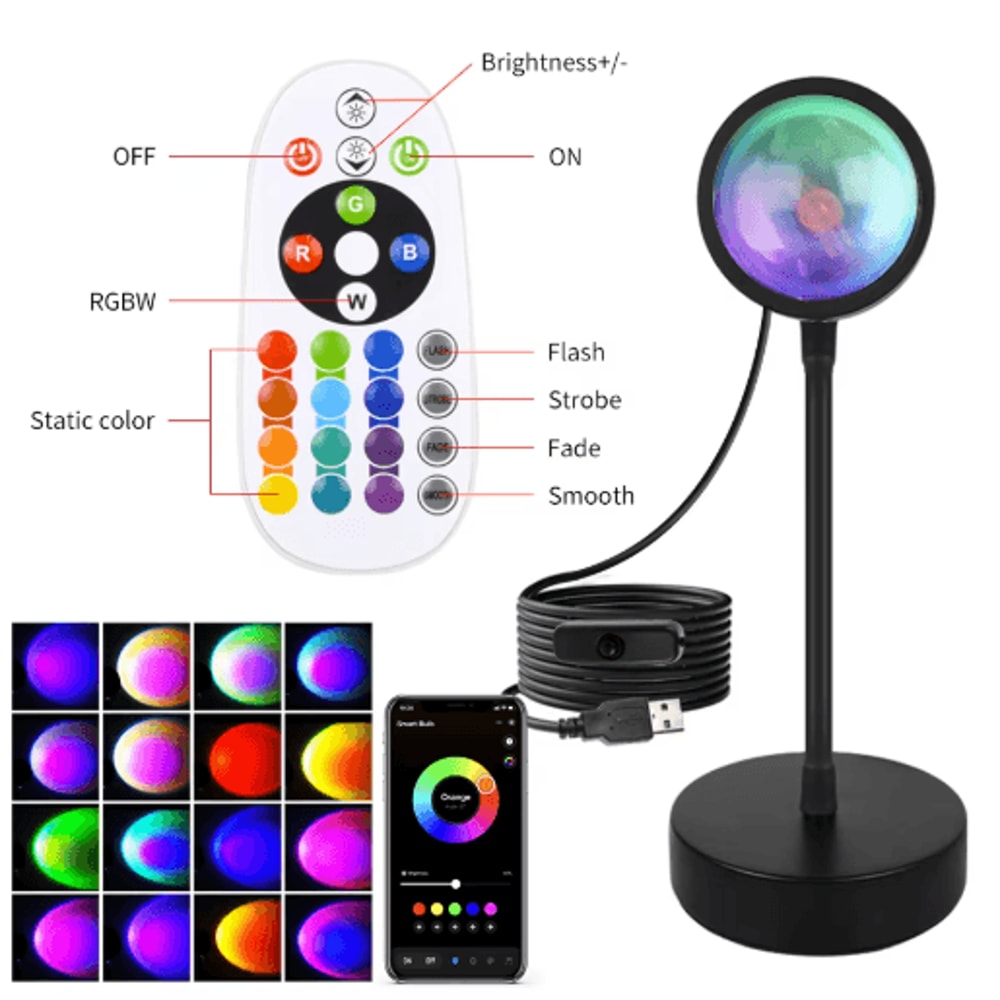 Smart Sunset Lamp Tuya RGB LED Projection Night Light With App And Remote Control 6