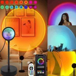 smart sunset lamp tuya rgb led projection night light with app and remote control