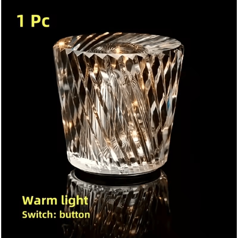 Crystal Small Table Lamp USB Rechargeable Cordless Bedside And Bar Lamp With Stepless Dimming 2