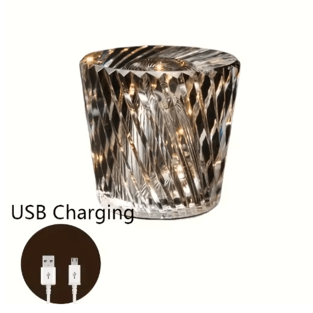 Crystal Small Table Lamp USB Rechargeable Cordless Bedside And Bar Lamp With Stepless Dimming 3
