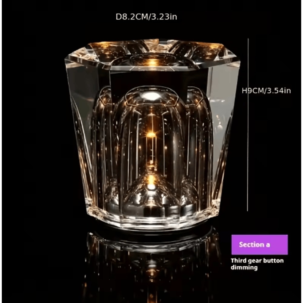Crystal Small Table Lamp USB Rechargeable Cordless Bedside And Bar Lamp With Stepless Dimming 6