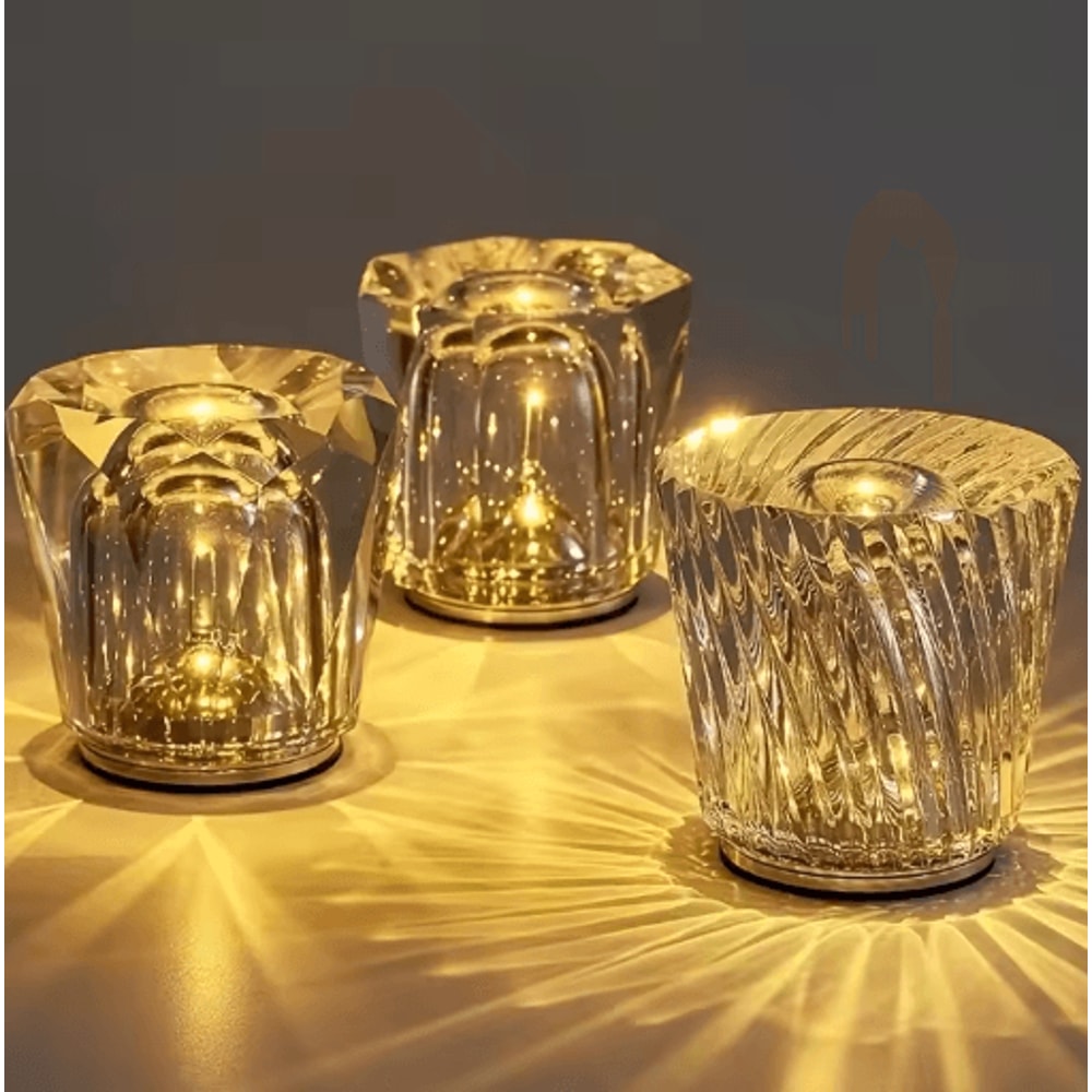 Crystal Small Table Lamp USB Rechargeable Cordless Bedside And Bar Lamp With Stepless Dimming 7