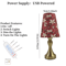 Table Lamp With Golden Base And Floral Fabric Shade USB Powered 3 Tone Dimmable Ambient Light 1