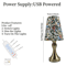 Table Lamp With Golden Base And Floral Fabric Shade USB Powered 3 Tone Dimmable Ambient Light 3