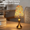 Table Lamp With Golden Base And Floral Fabric Shade USB Powered 3 Tone Dimmable Ambient Light 6