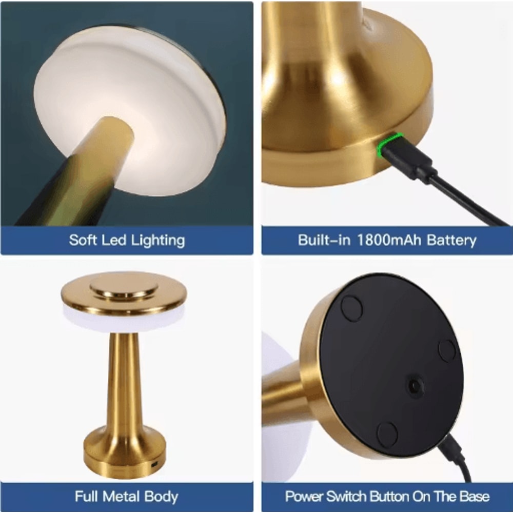 Metal Desk Lamp USB Rechargeable Touch Mood Light For Bedside Bar And Cafe Decor 5