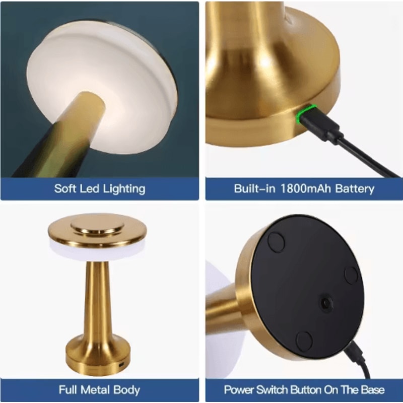 Metal Desk Lamp USB Rechargeable Touch Mood Light For Bedside Bar And Cafe Decor 5