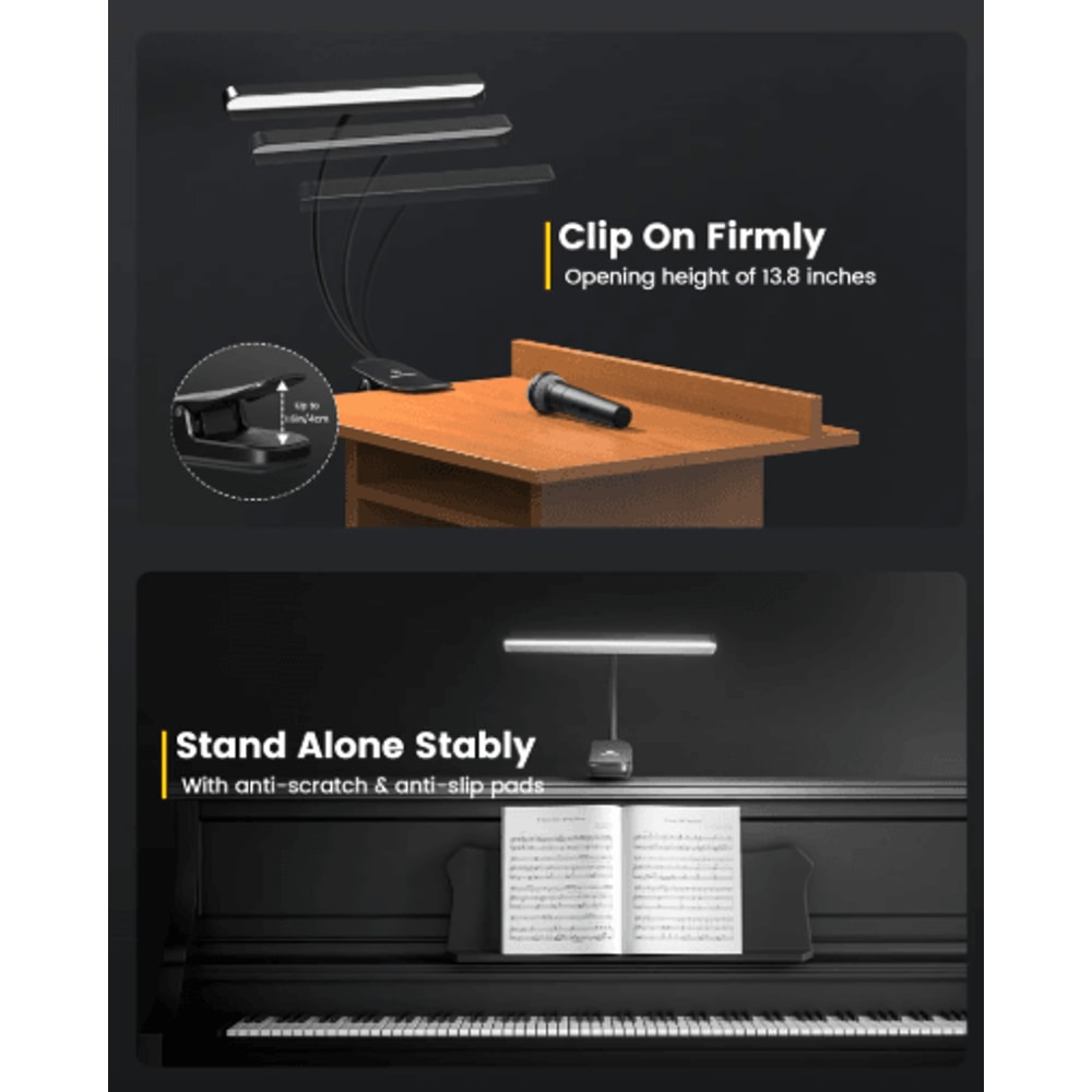 Glocusent Foldable Music Stand Light Long Lasting Clip On LED Lamp With Adjustable Brightness 2
