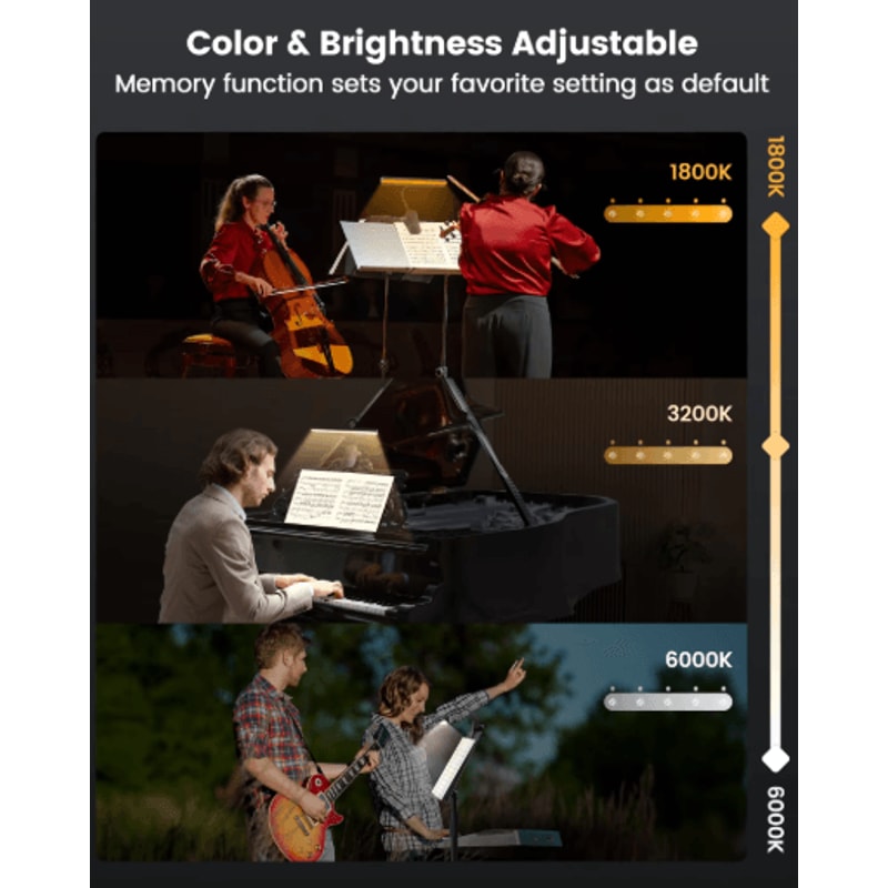 Glocusent Foldable Music Stand Light Long Lasting Clip On LED Lamp With Adjustable Brightness 4