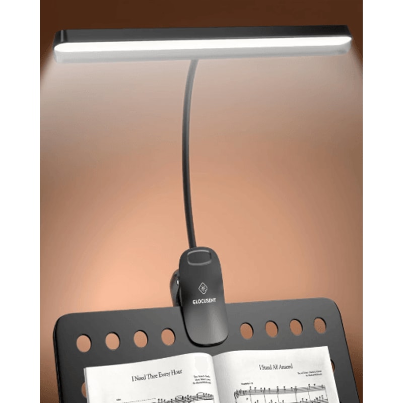 Glocusent Foldable Music Stand Light Long Lasting Clip On LED Lamp With Adjustable Brightness 0