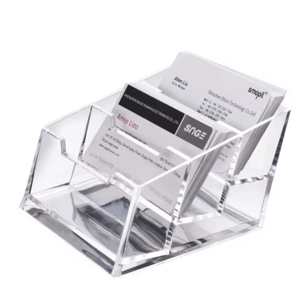 Transparent Three Layer Business Card Holder Desktop Exhibition Card Display Box 4