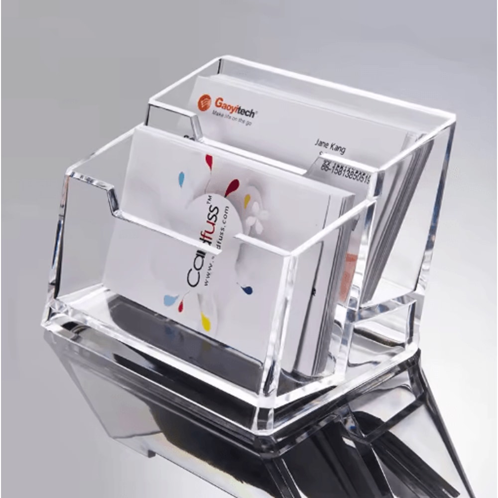 Transparent Three Layer Business Card Holder Desktop Exhibition Card Display Box 5