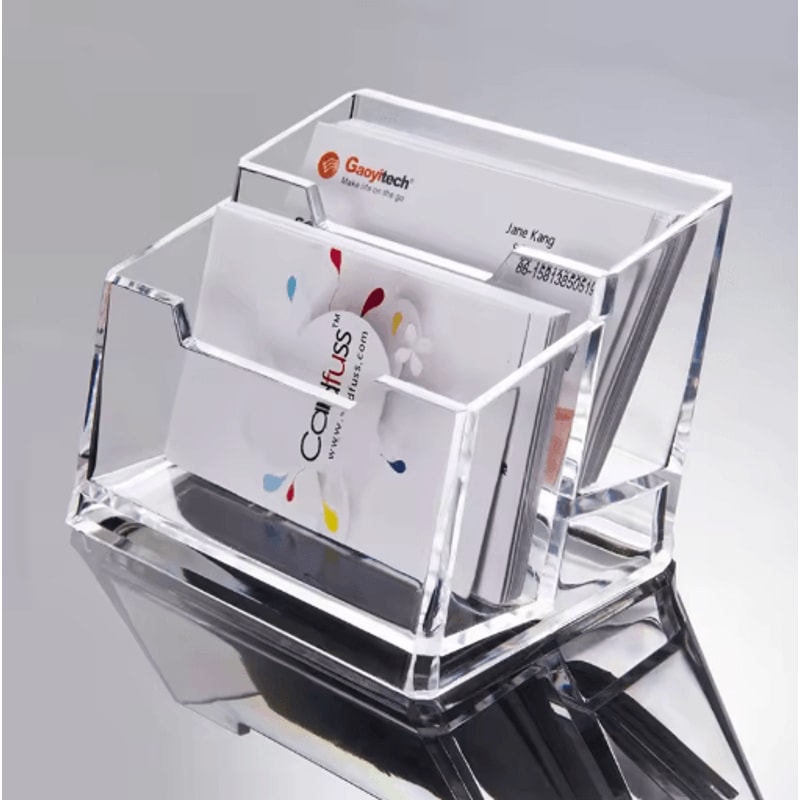 Transparent Three Layer Business Card Holder Desktop Exhibition Card Display Box 5