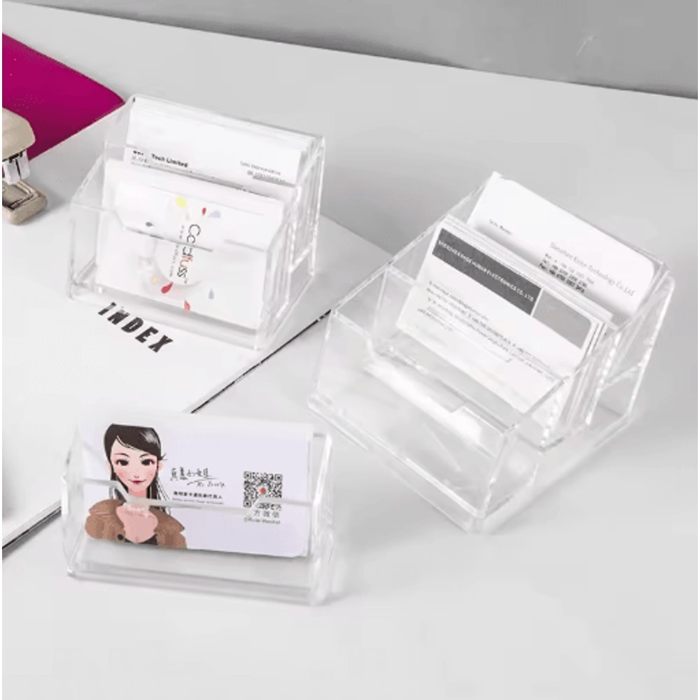 Transparent Three Layer Business Card Holder Desktop Exhibition Card Display Box 0