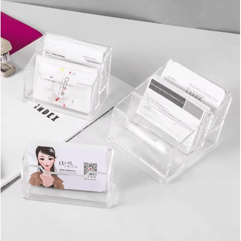 Transparent Three Layer Business Card Holder Desktop Exhibition Card Display Box 0