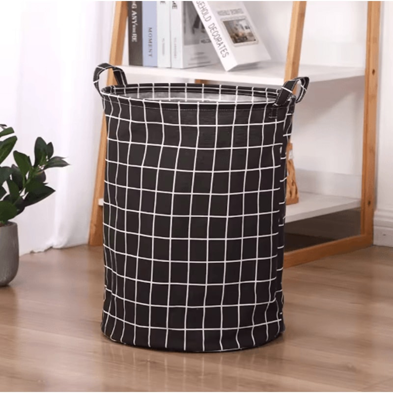 Fabric Storage Basket Cotton And Linen Drum Storage Bag For Laundry And Home Organization 2