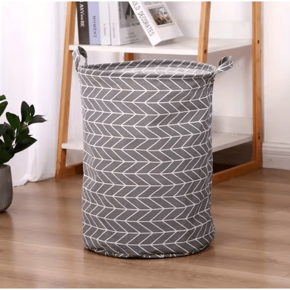 Fabric Storage Basket Cotton And Linen Drum Storage Bag For Laundry And Home Organization 3