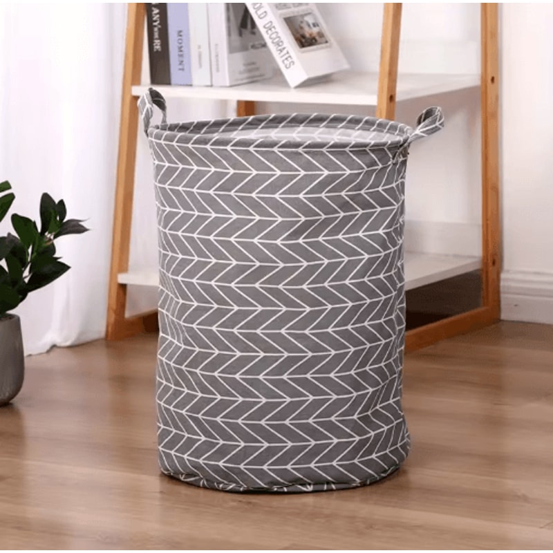 Fabric Storage Basket Cotton And Linen Drum Storage Bag For Laundry And Home Organization 3