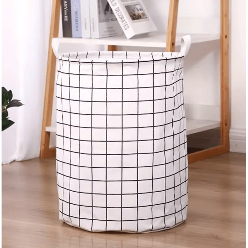 Fabric Storage Basket Cotton And Linen Drum Storage Bag For Laundry And Home Organization 0