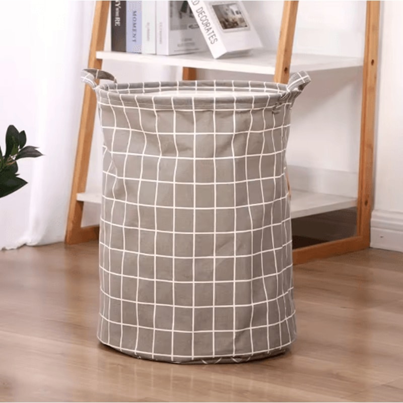Fabric Storage Basket Cotton And Linen Drum Storage Bag For Laundry And Home Organization 7