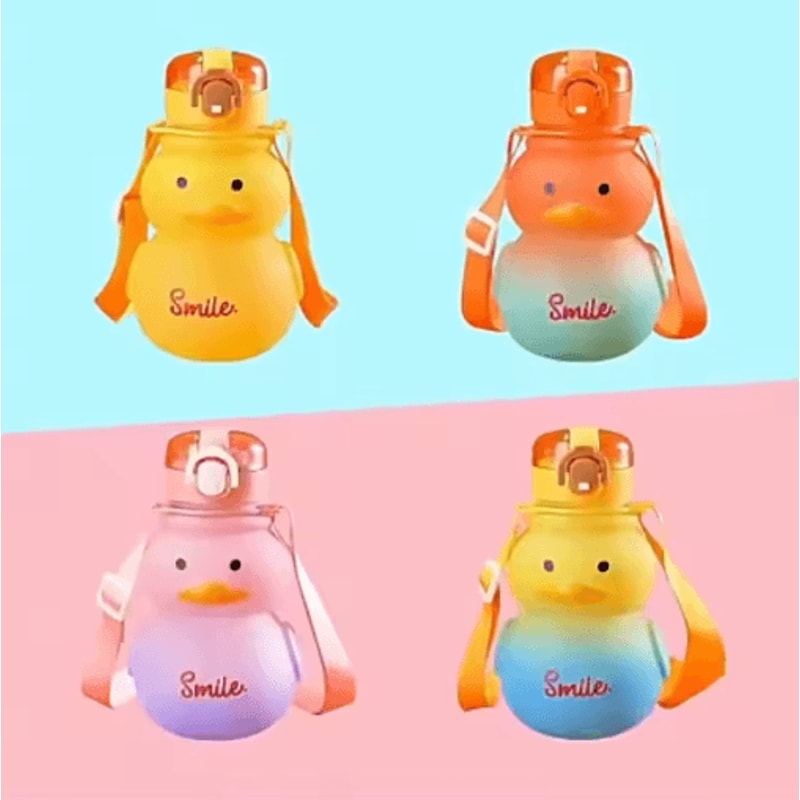 650ml Cute Duck Water Bottle Kawaii Straw Drinking Cup For Girls And Kids 9