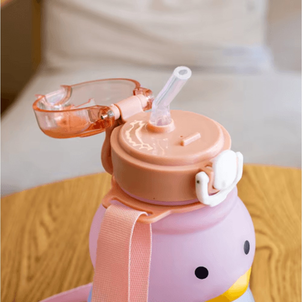 650ml Cute Duck Water Bottle Kawaii Straw Drinking Cup For Girls And Kids 6