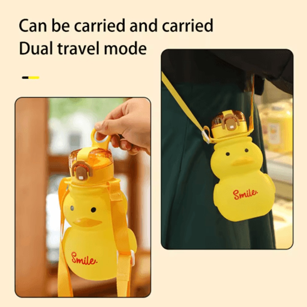 650ml Cute Duck Water Bottle Kawaii Straw Drinking Cup For Girls And Kids 8
